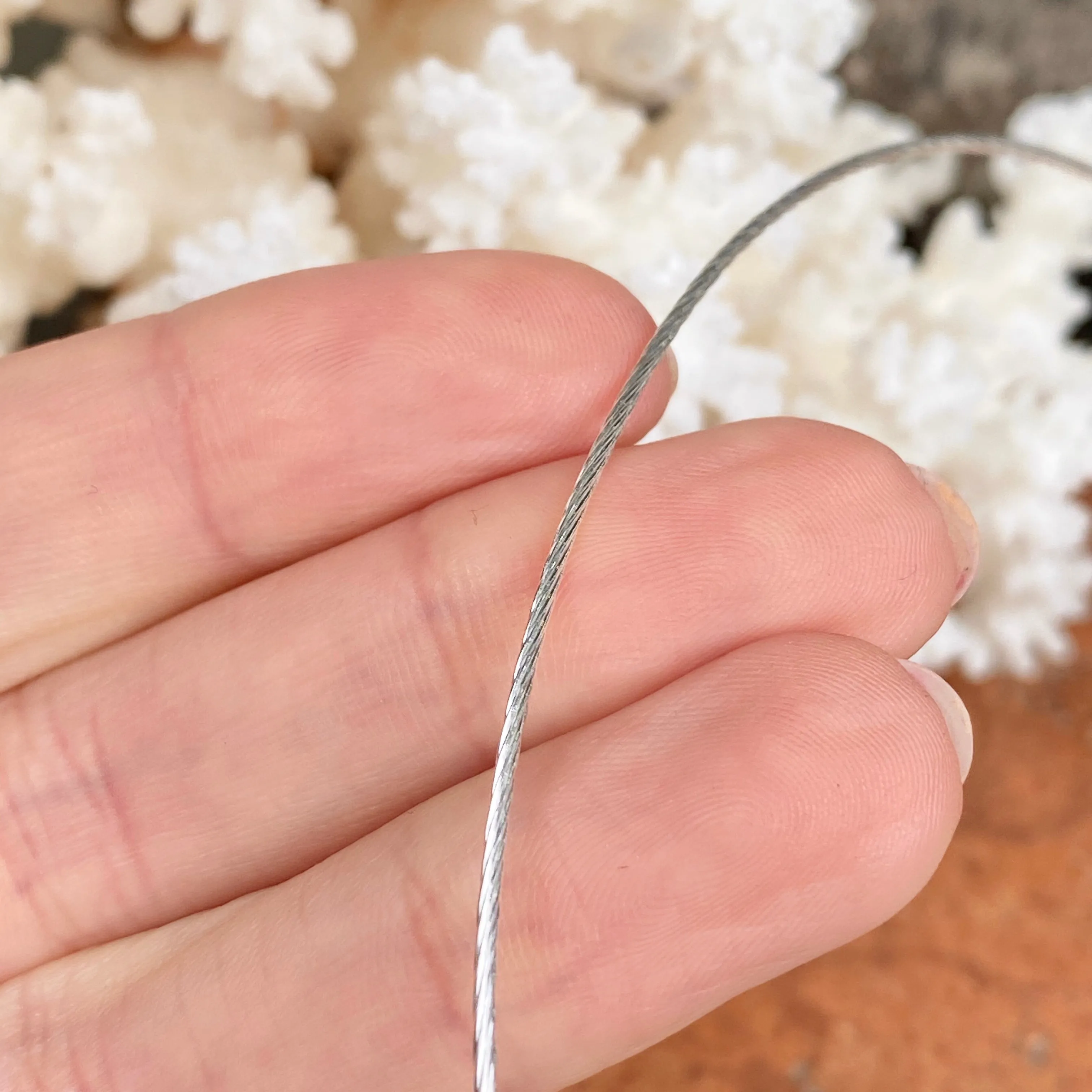 Sterling Silver Twisted 1mm Stiff Neck Wire Necklace 18"