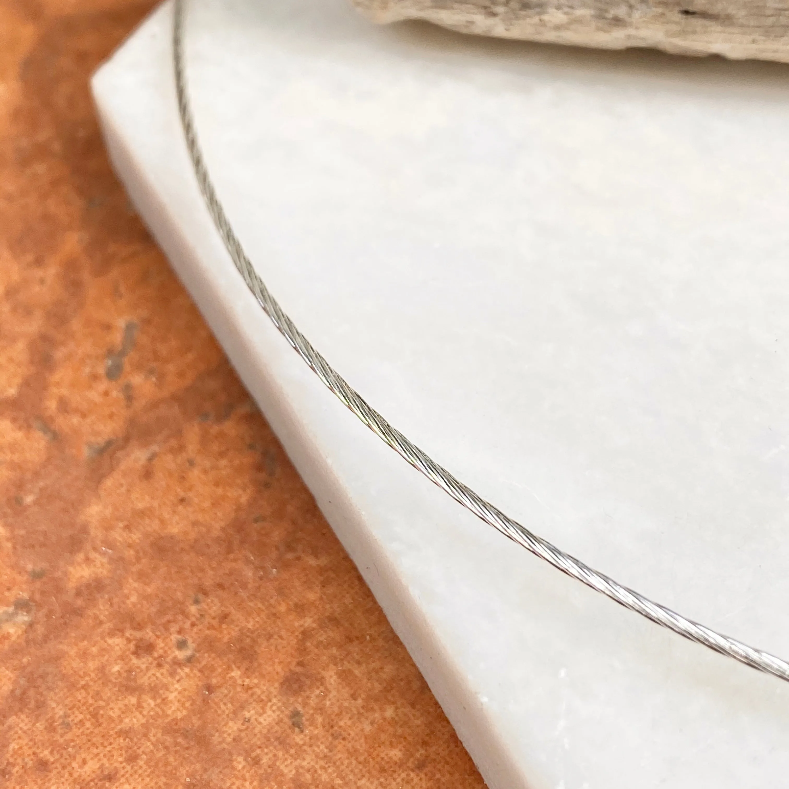 Sterling Silver Twisted 1mm Stiff Neck Wire Necklace 18"