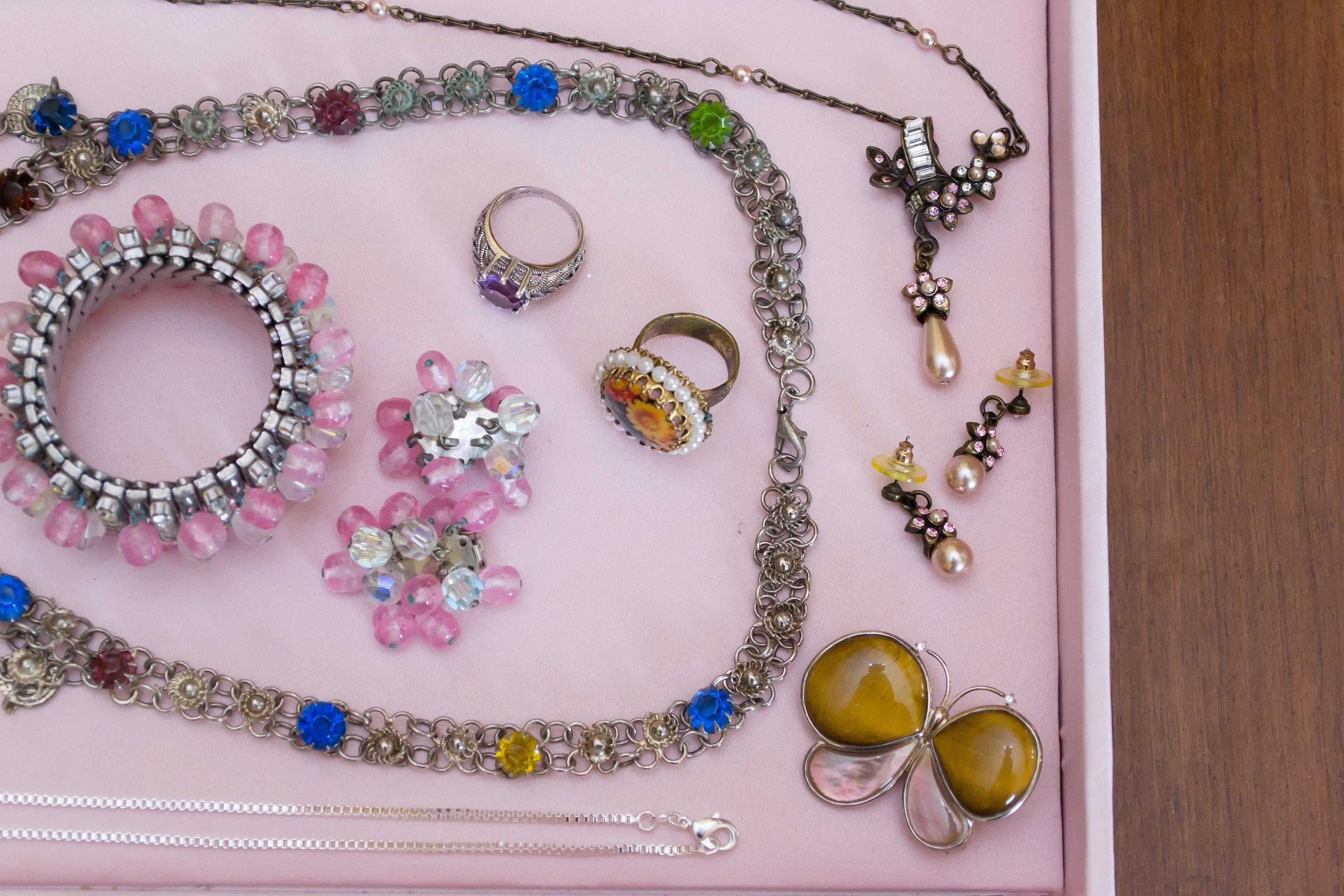 Sweet Romance Pink Pearl, Rhinestone Lavalier Necklace