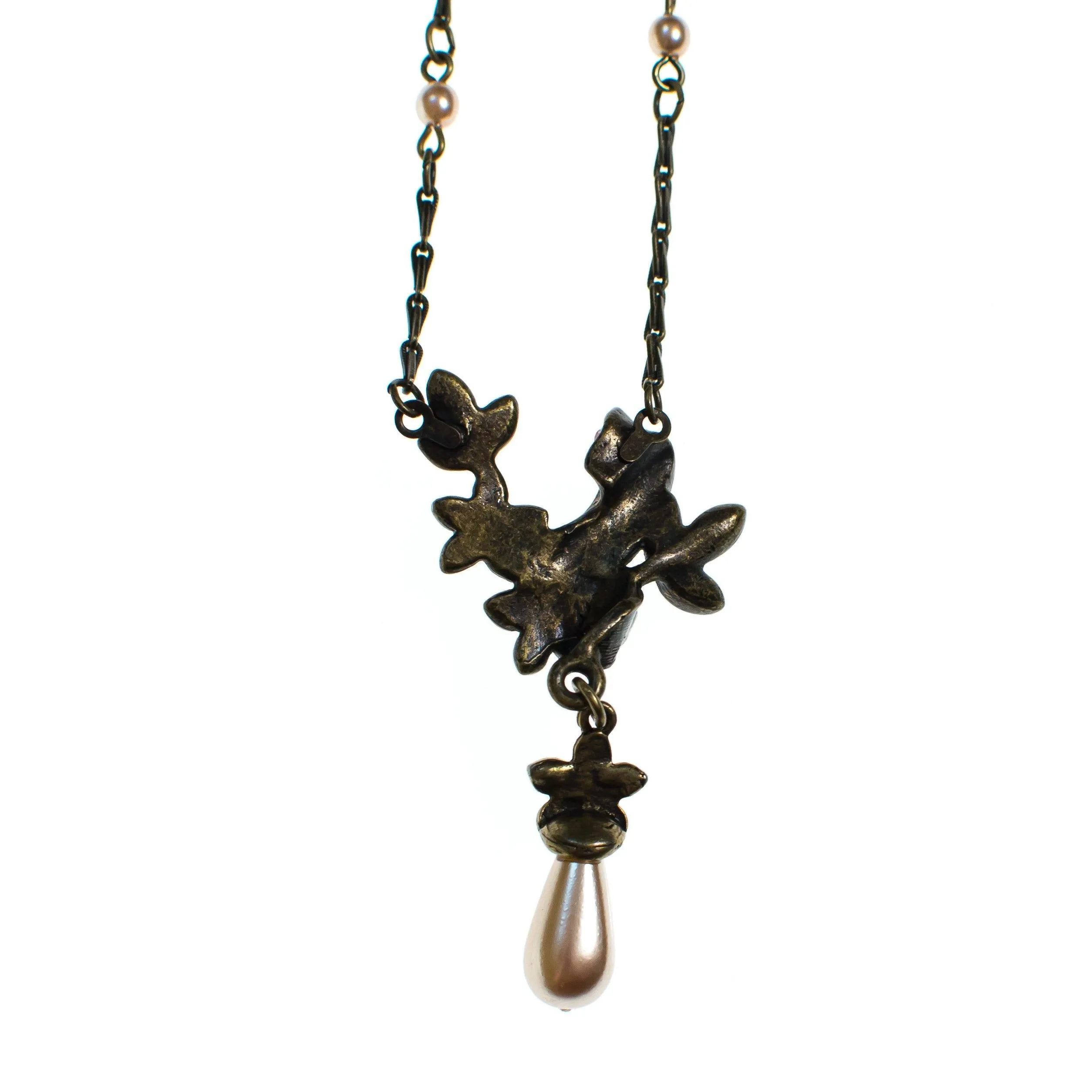 Sweet Romance Pink Pearl, Rhinestone Lavalier Necklace