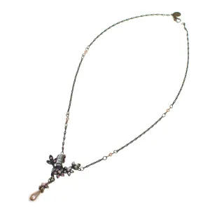 Sweet Romance Pink Pearl, Rhinestone Lavalier Necklace