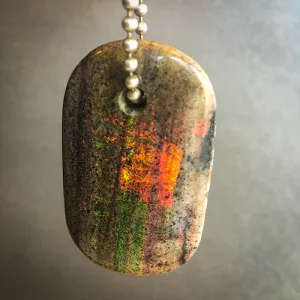 Talisman of Sand Opal and Silver "Dream" Goddess Tag Necklace