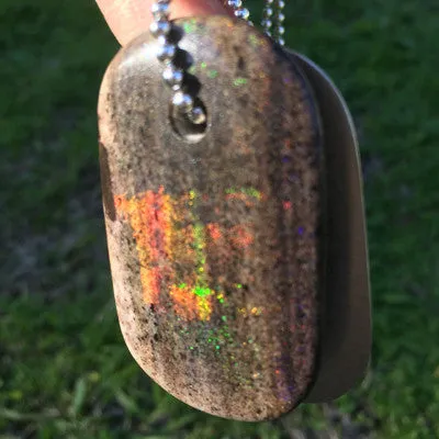 Talisman of Sand Opal and Silver "Dream" Goddess Tag Necklace