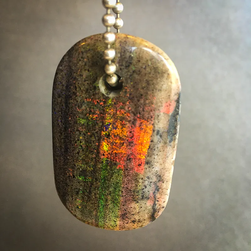 Talisman of Sand Opal and Silver "Dream" Goddess Tag Necklace