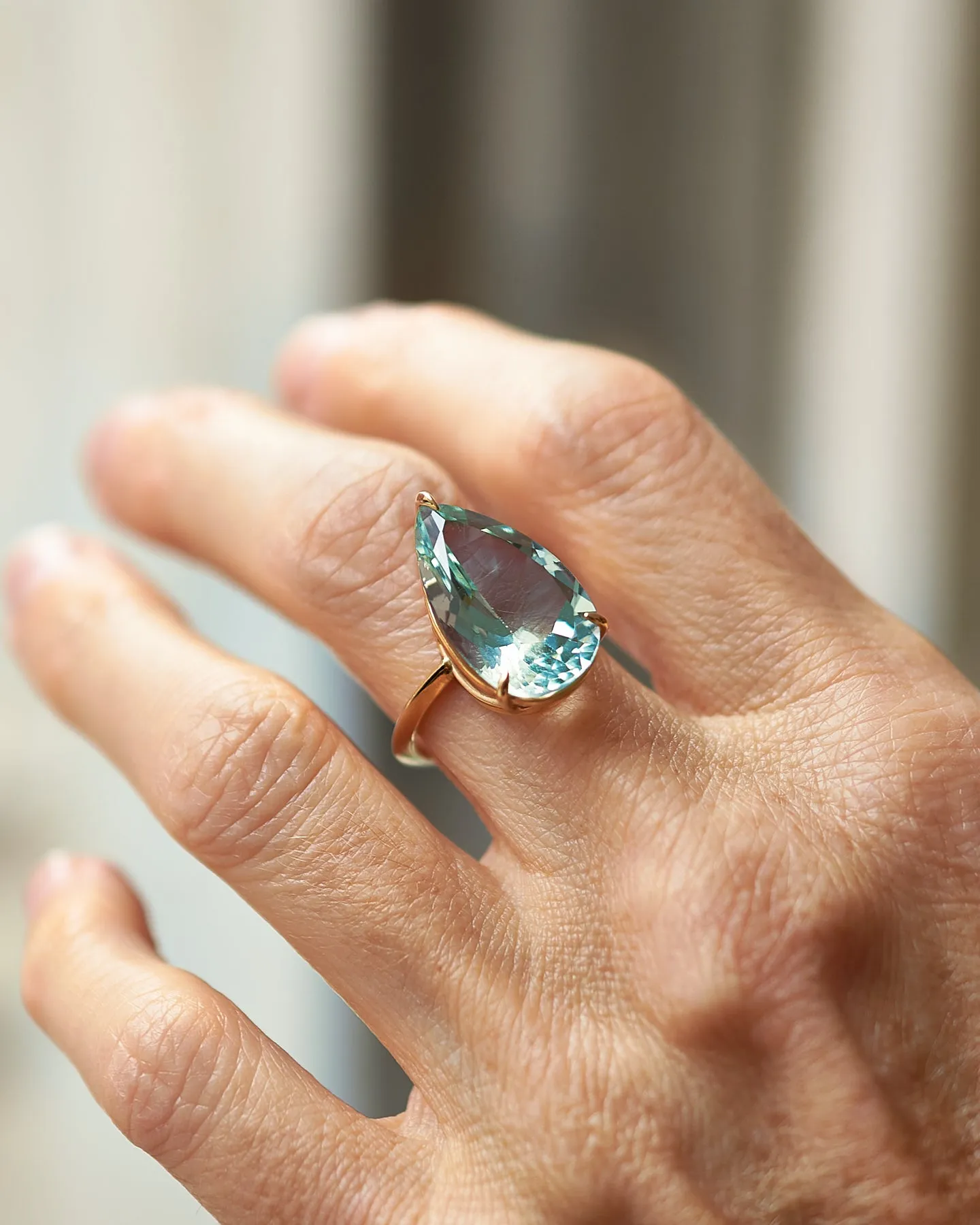 Tear Drop Amethyst Amulet Ring