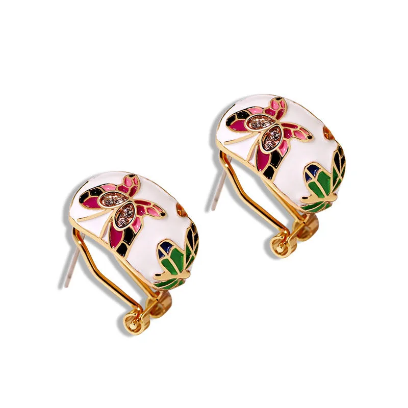 The Cloisonné Butterfly Earrings & Necklace Set