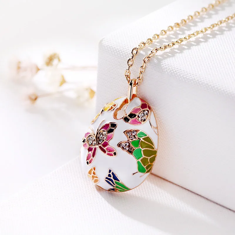 The Cloisonné Butterfly Earrings & Necklace Set