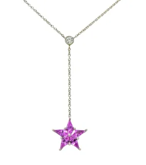 Tiffany & Co. Contemporary 0.95 CTW Sapphire Platinum Star Drop Necklace