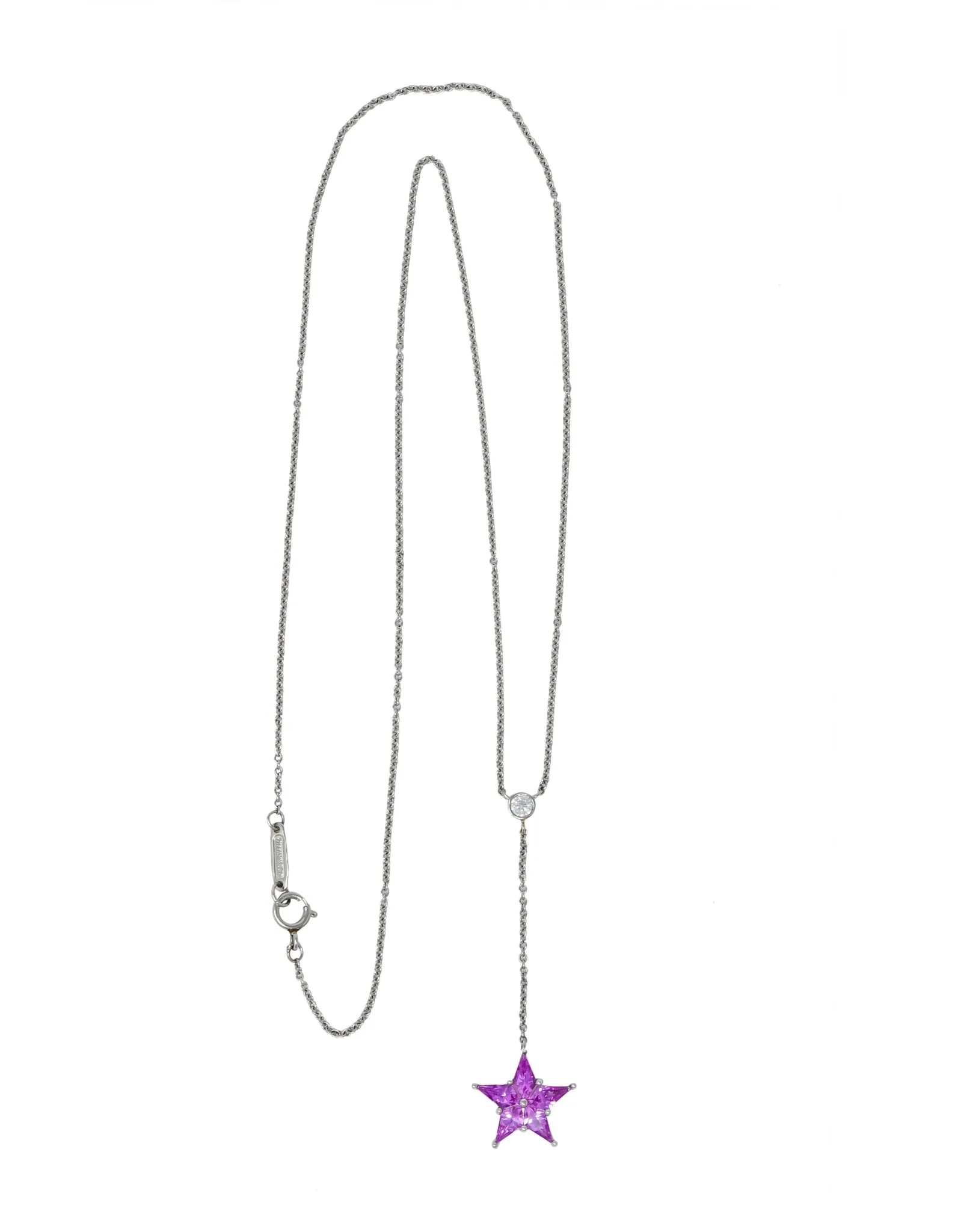 Tiffany & Co. Contemporary 0.95 CTW Sapphire Platinum Star Drop Necklace
