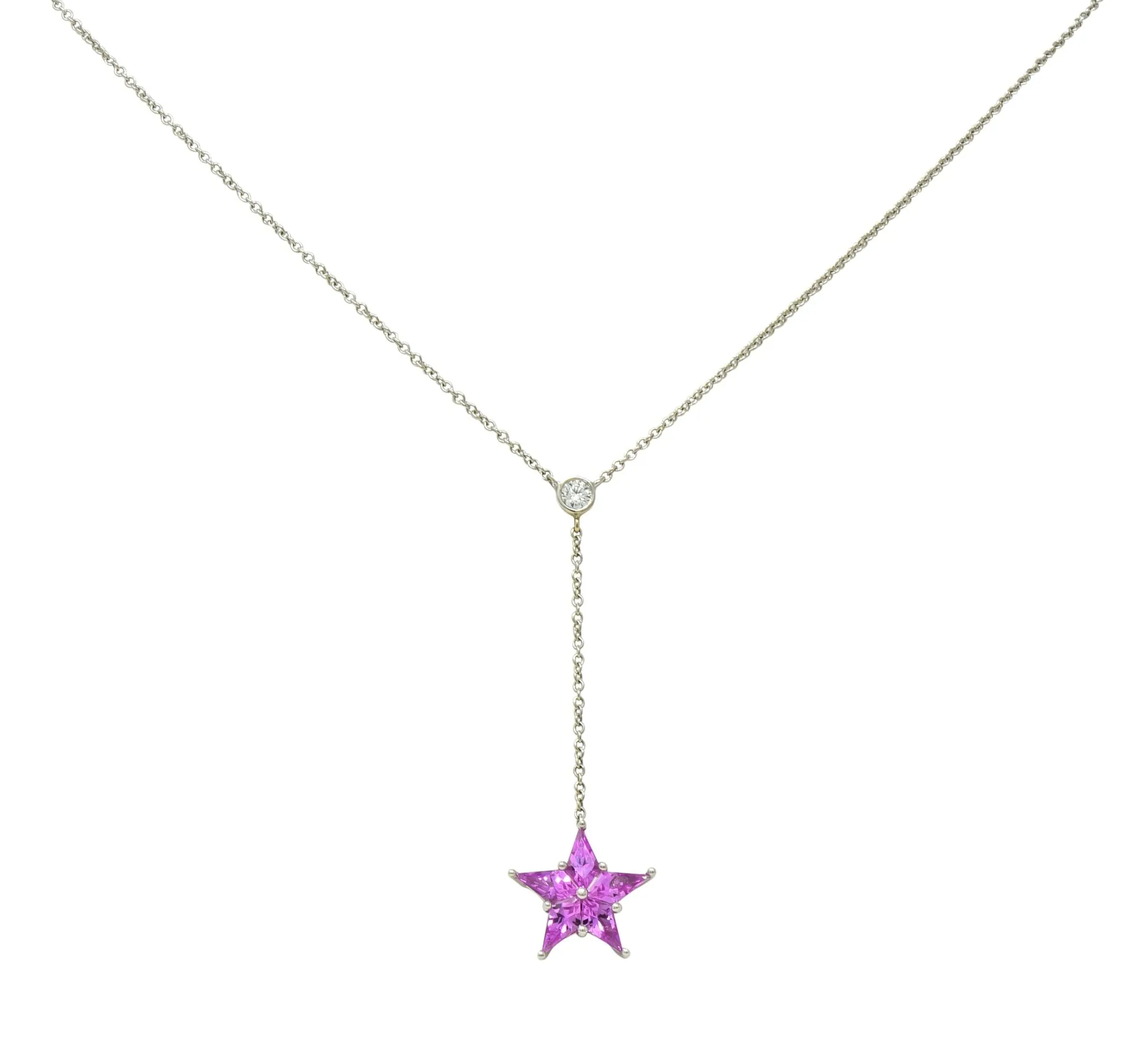 Tiffany & Co. Contemporary 0.95 CTW Sapphire Platinum Star Drop Necklace