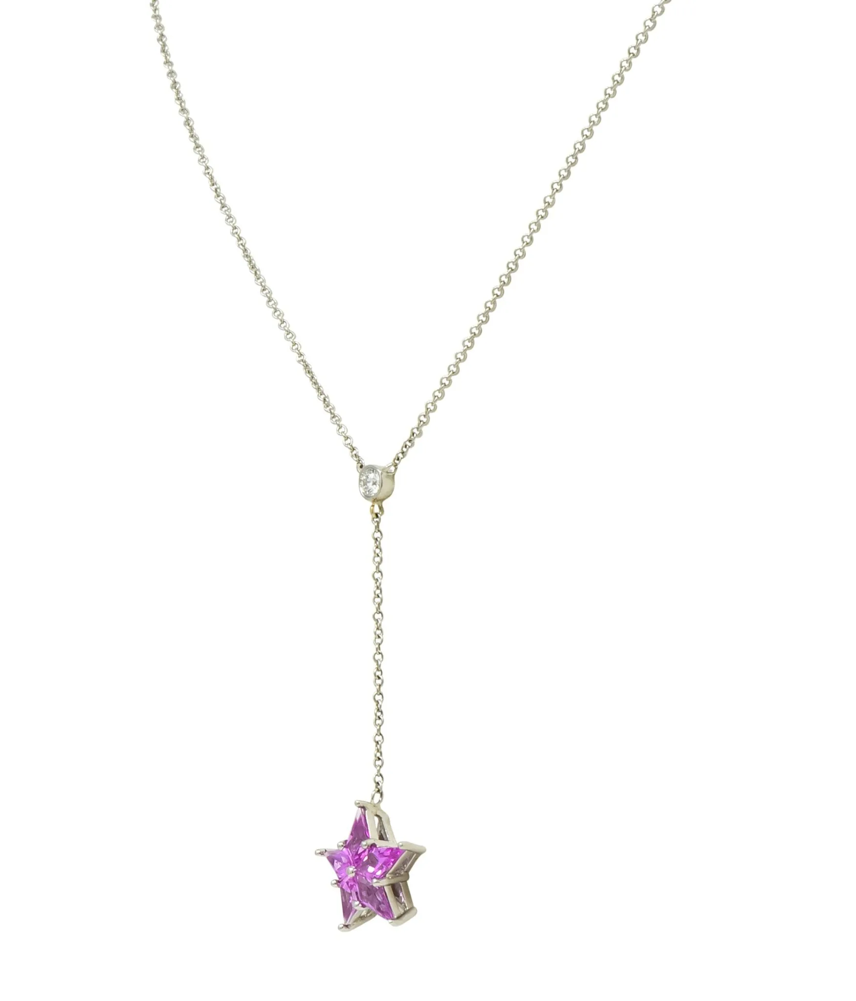 Tiffany & Co. Contemporary 0.95 CTW Sapphire Platinum Star Drop Necklace