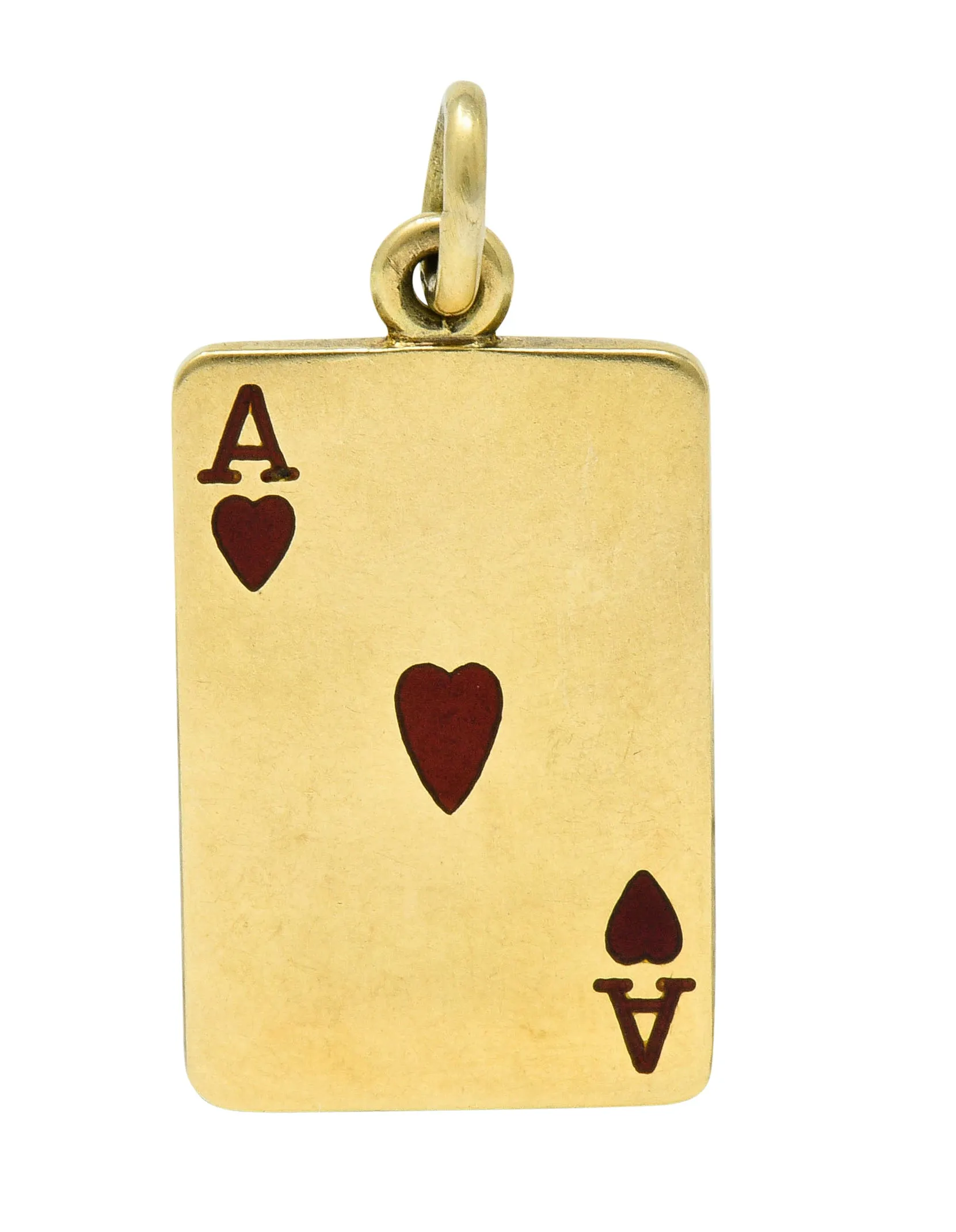 Tiffany & Co. Mid-Century Enamel 14 Karat Gold Ace of Hearts Card Charm