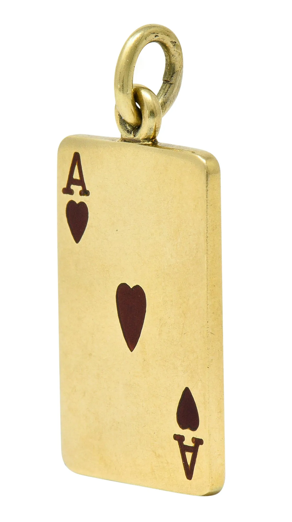 Tiffany & Co. Mid-Century Enamel 14 Karat Gold Ace of Hearts Card Charm