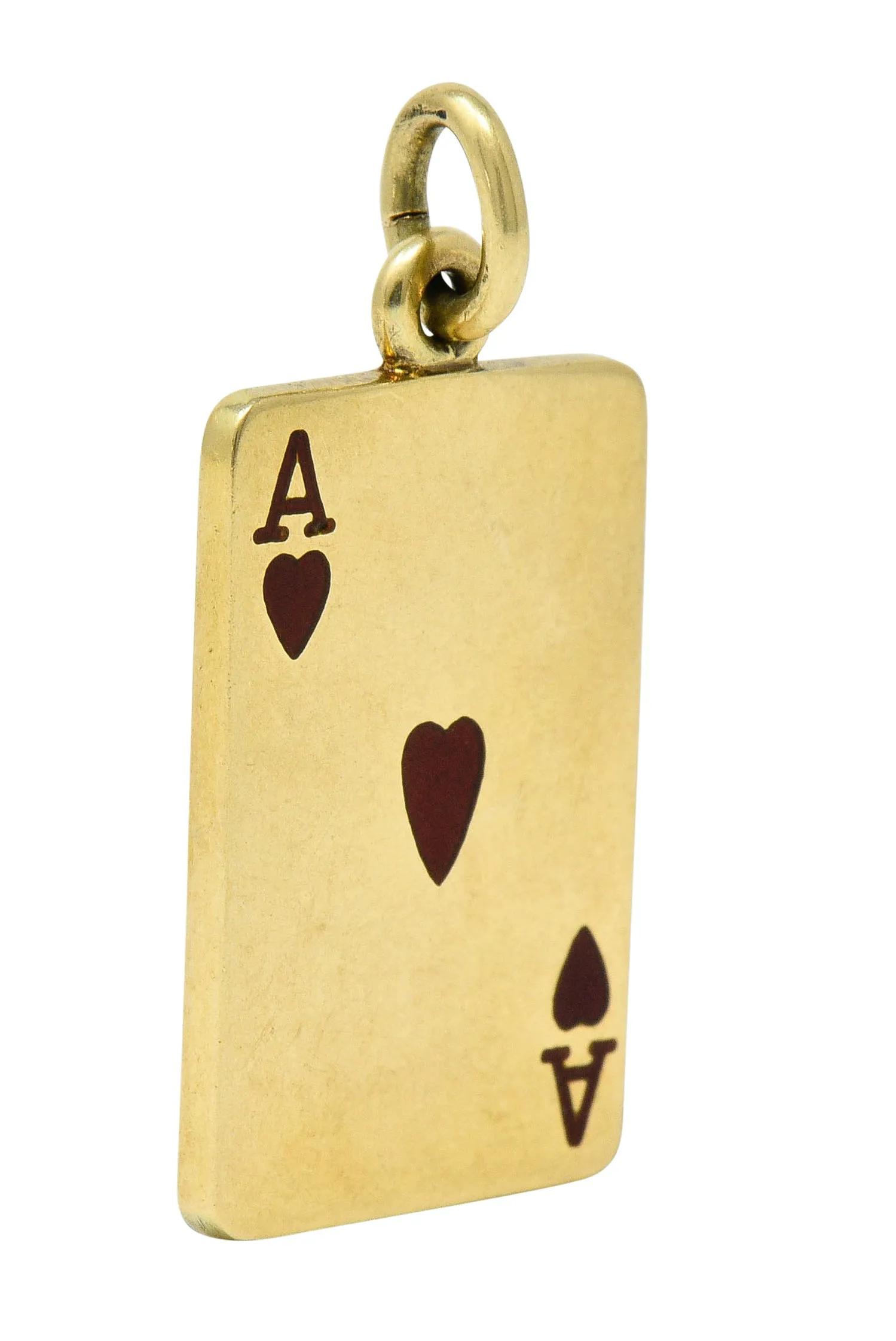 Tiffany & Co. Mid-Century Enamel 14 Karat Gold Ace of Hearts Card Charm