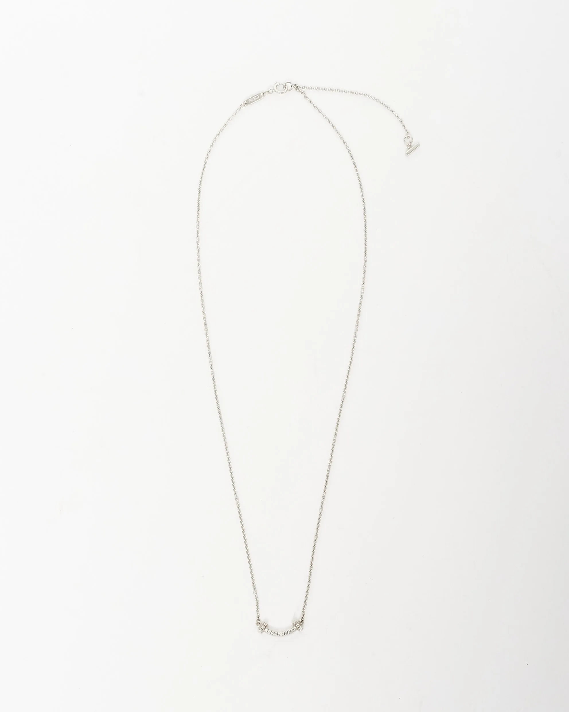 Tiffany & Co. White Gold & Diamond Mini T Smile Pendant Necklace