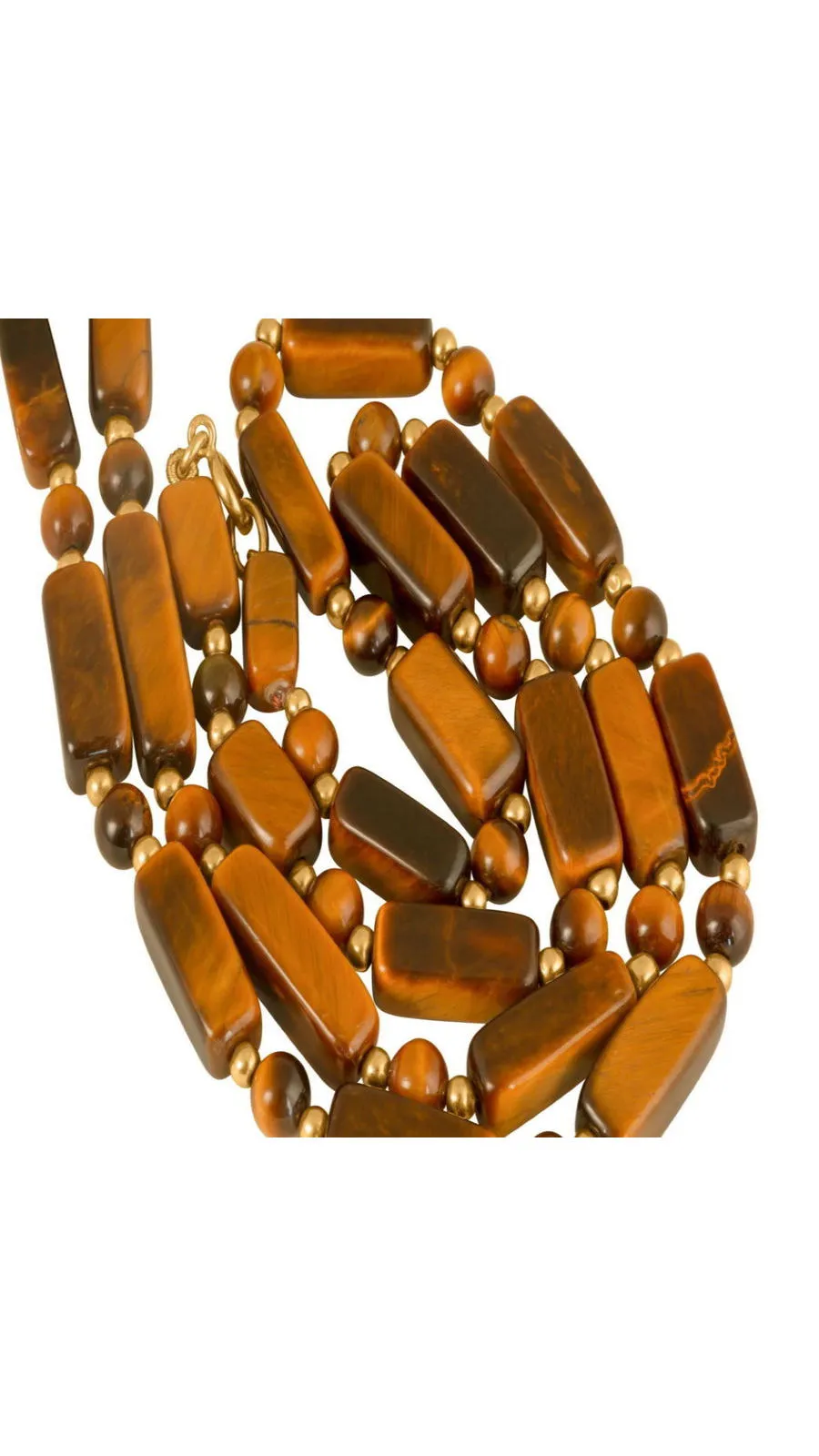 Tiger Eye And Gold Articulated Portrait Necklace