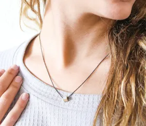 Tiny Cube Necklace with Oxidize Silver Chain