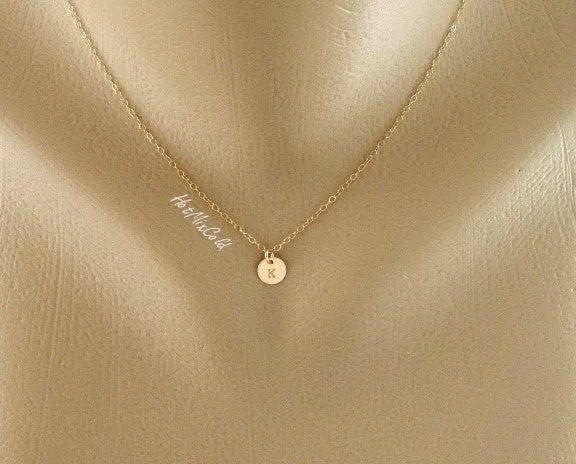 Tiny Initial Monogram Necklace, 1 Charm