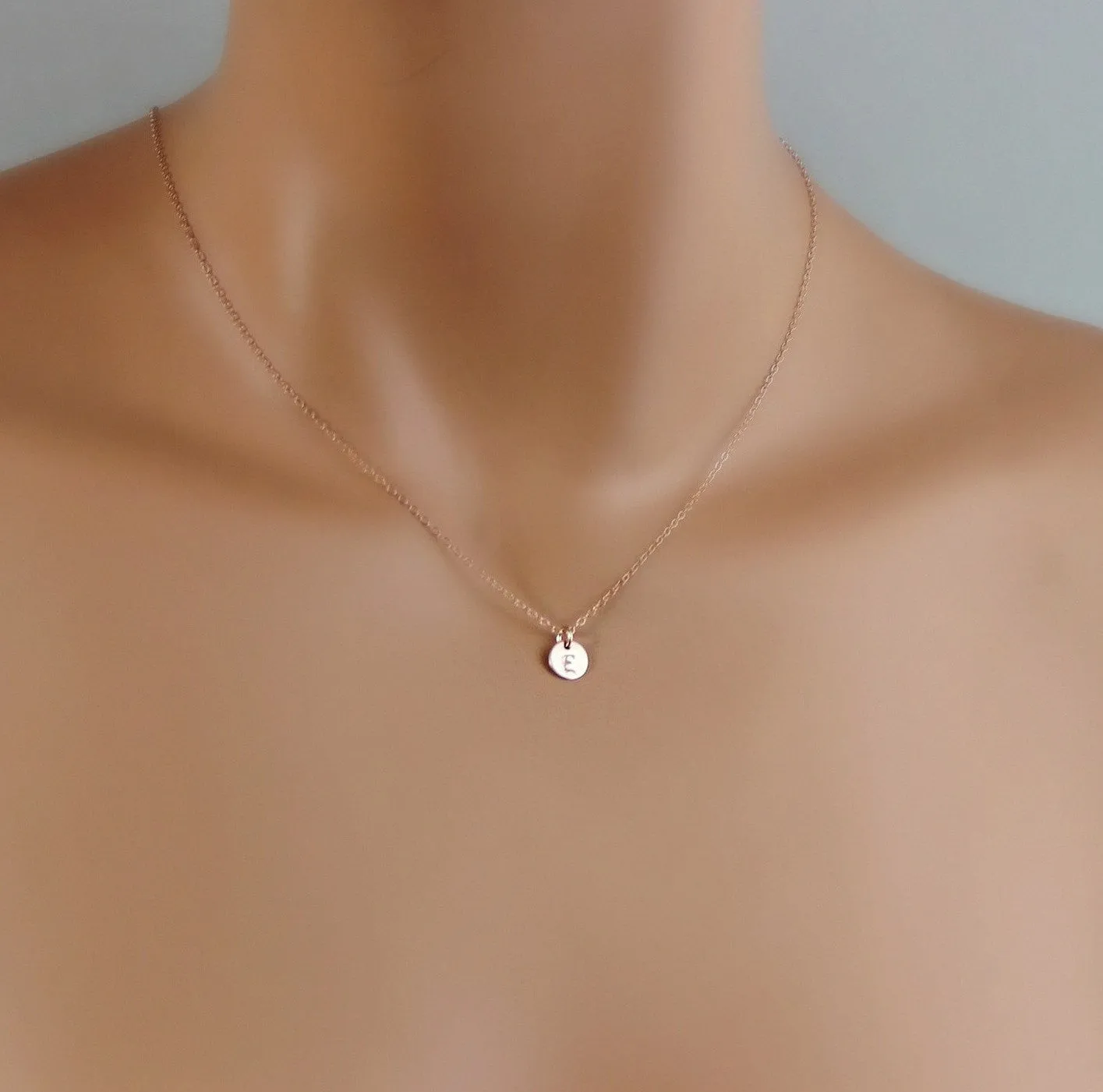 Tiny Initial Monogram Necklace, 1 Charm