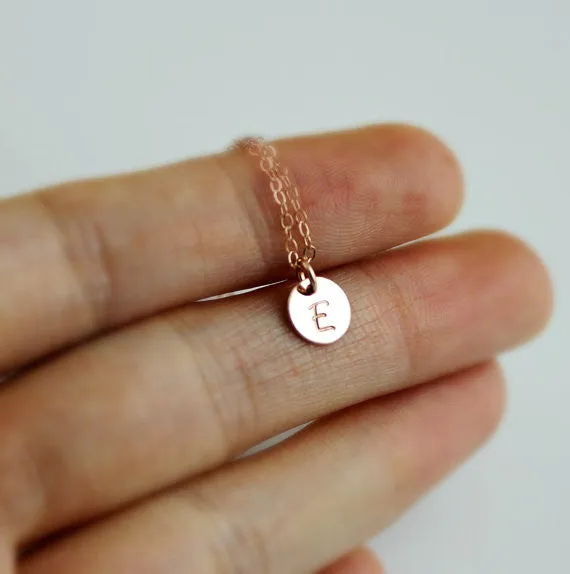 Tiny Initial Monogram Necklace, 1 Charm