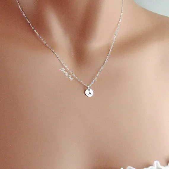 Tiny Initial Monogram Necklace, 1 Charm
