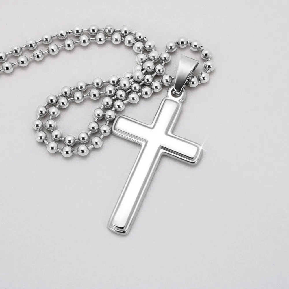 To My Boyfriend Cross Necklace, Boyfriend Birthday Gift, Romantic Gift for Boyfriend, Unique Anniversary Gift for Boyfriend - Ball Chain