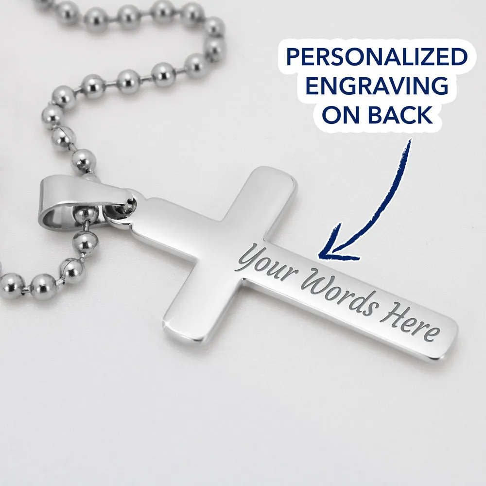 To My Boyfriend Cross Necklace, Boyfriend Birthday Gift, Romantic Gift for Boyfriend, Unique Anniversary Gift for Boyfriend - Ball Chain
