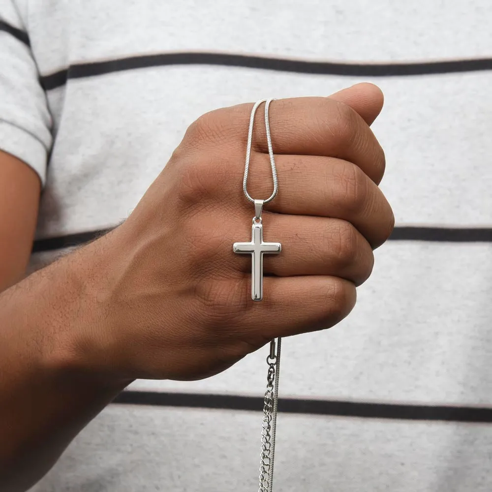 To My Boyfriend Cross Necklace, Boyfriend Birthday Gift, Romantic Gift for Boyfriend, Unique Anniversary Gift for Boyfriend - Snake Chain