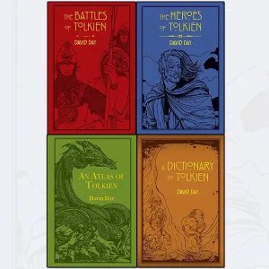 tolkien david day collection 4 books set (the battles of tolkien, an atlas of tolkien, a dictionary of tolkien, the heroes of tolkien [flexibound])