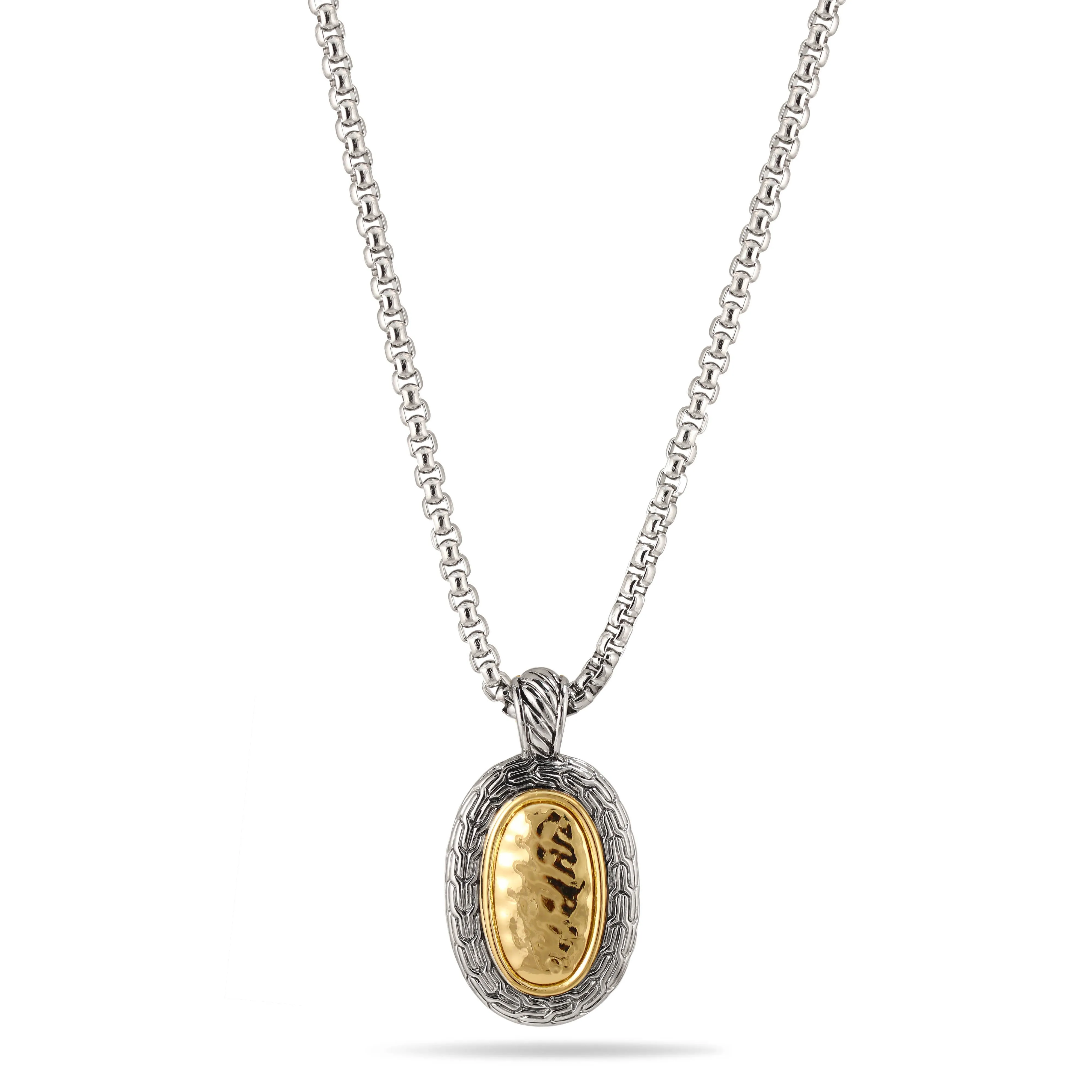 TURQUOISE TWO TONE PAVE CRYSTAL ENGRAVED PENDANT NECKLACE 93013EH-TQ