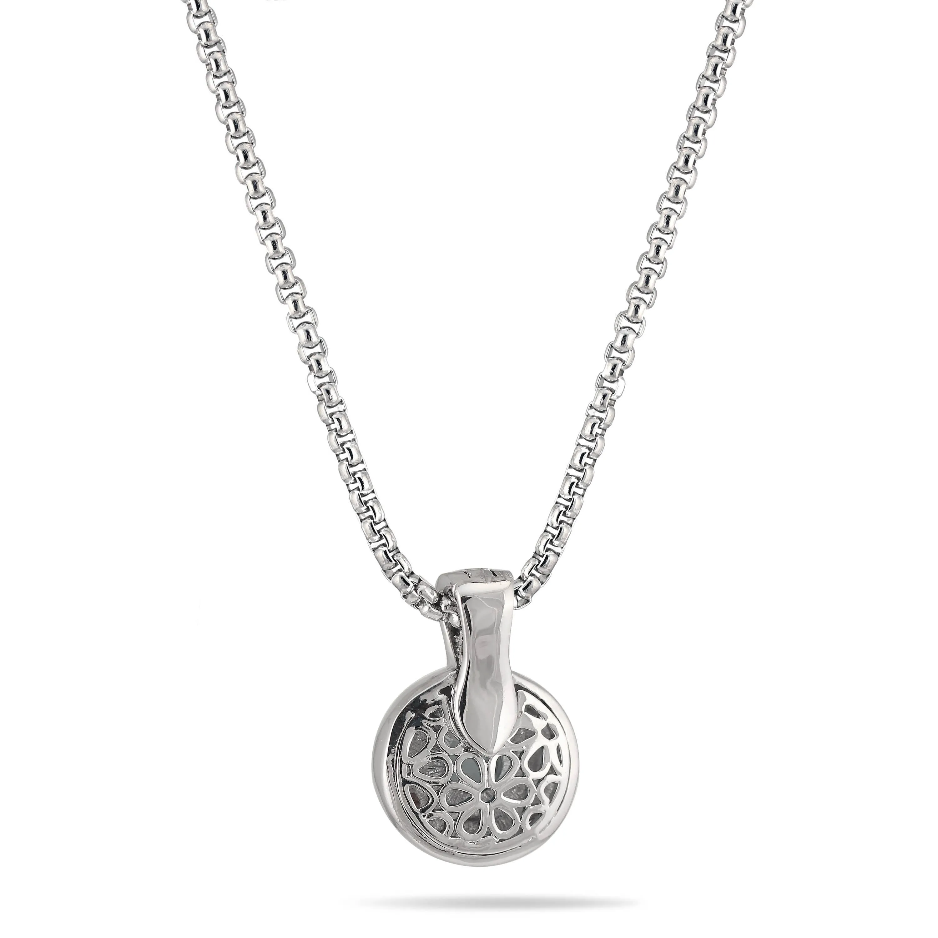 TWO TONE CLEAR CRYSTAL ROUND PENDANT NECKLACE 62994EH-CLR(FC19)