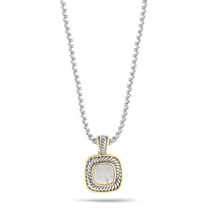 TWO TONE MOTHER OF PEARL CRYSTAL PENDANT  NECKLACE #43014EH-1MOP (FA21)