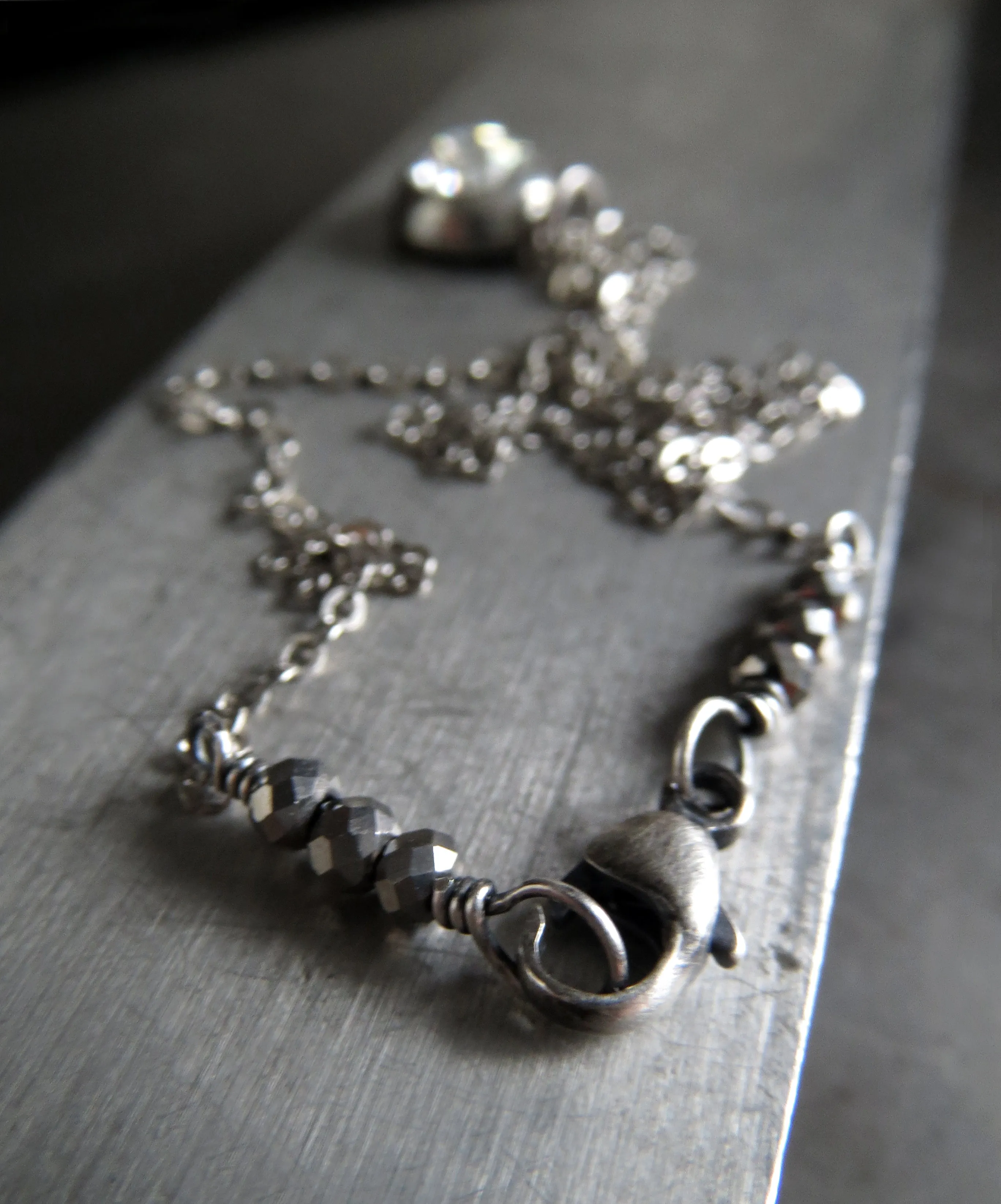 Ultra Modern Minimalist Crystal Necklace and Earring Set - Black Diamond