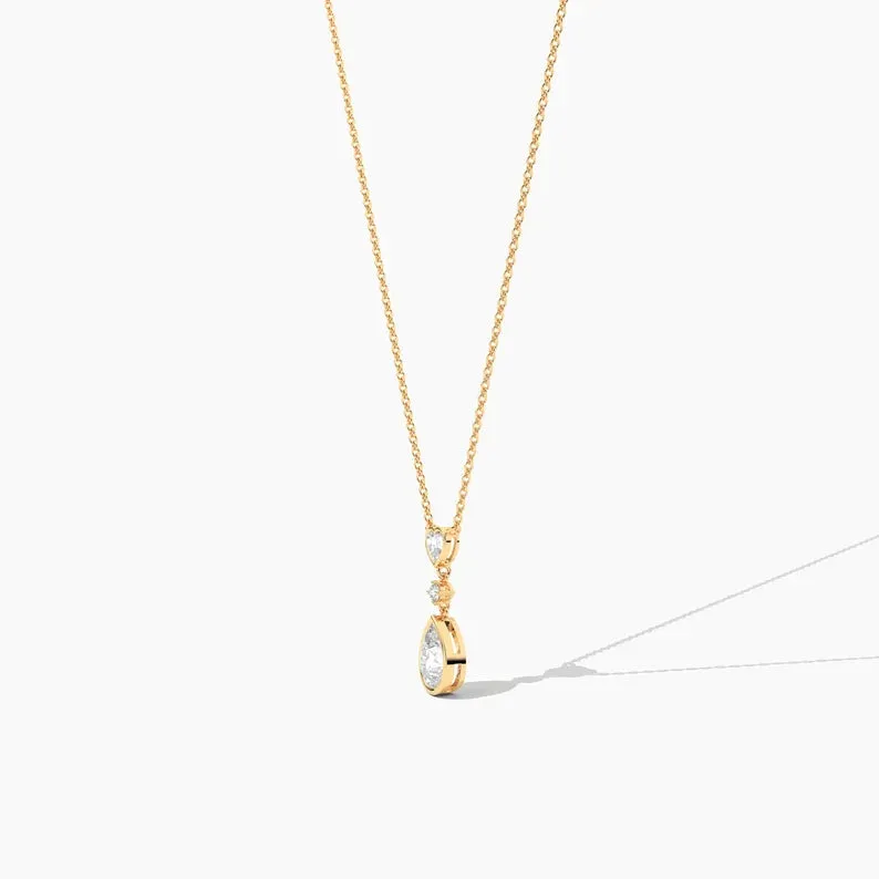 Unique Heart & Pear Cut  Moissanite Diamond Drop Necklace