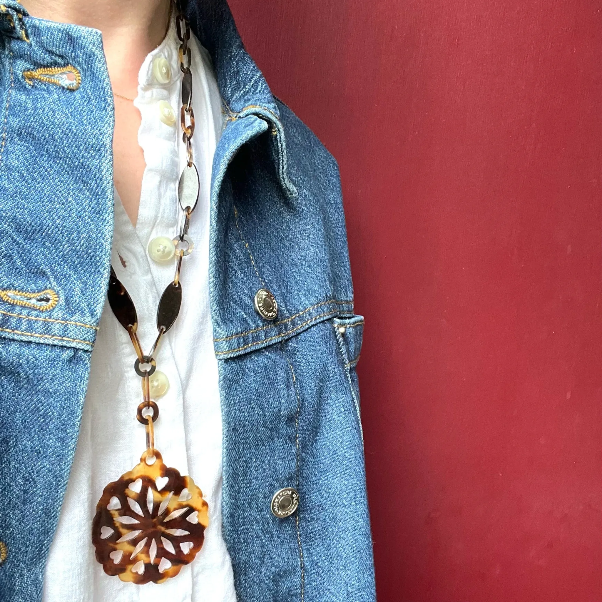 Unusual Antique Carved Organic Necklace