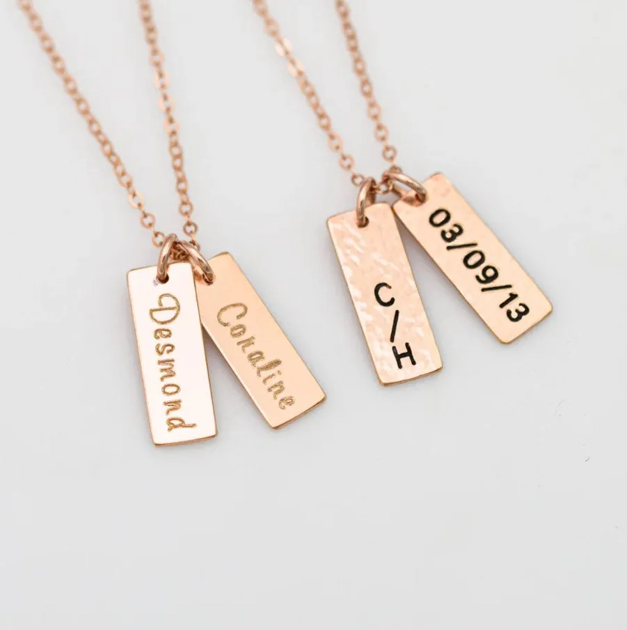 Vertical 1 Name Tag Necklace, 5/8" Bar