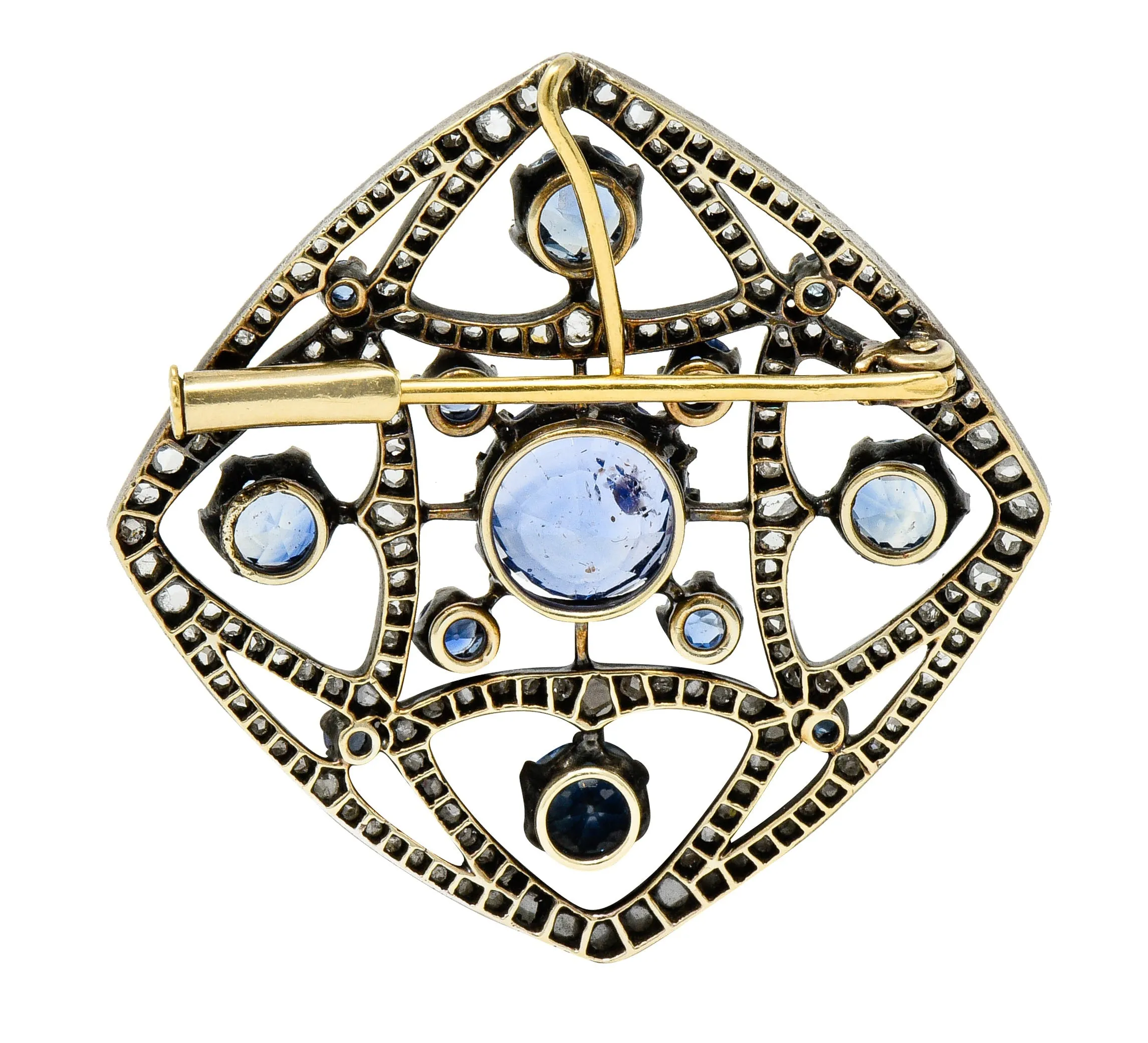 Victorian Sapphire Diamond Pearl Silver-Topped 18 Karat Gold Strand Pendant Sautoir Necklace