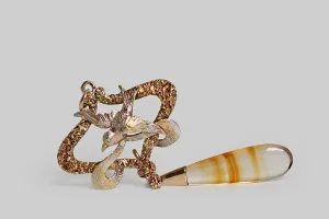 Victorian Swallow & Ribbons Pendant