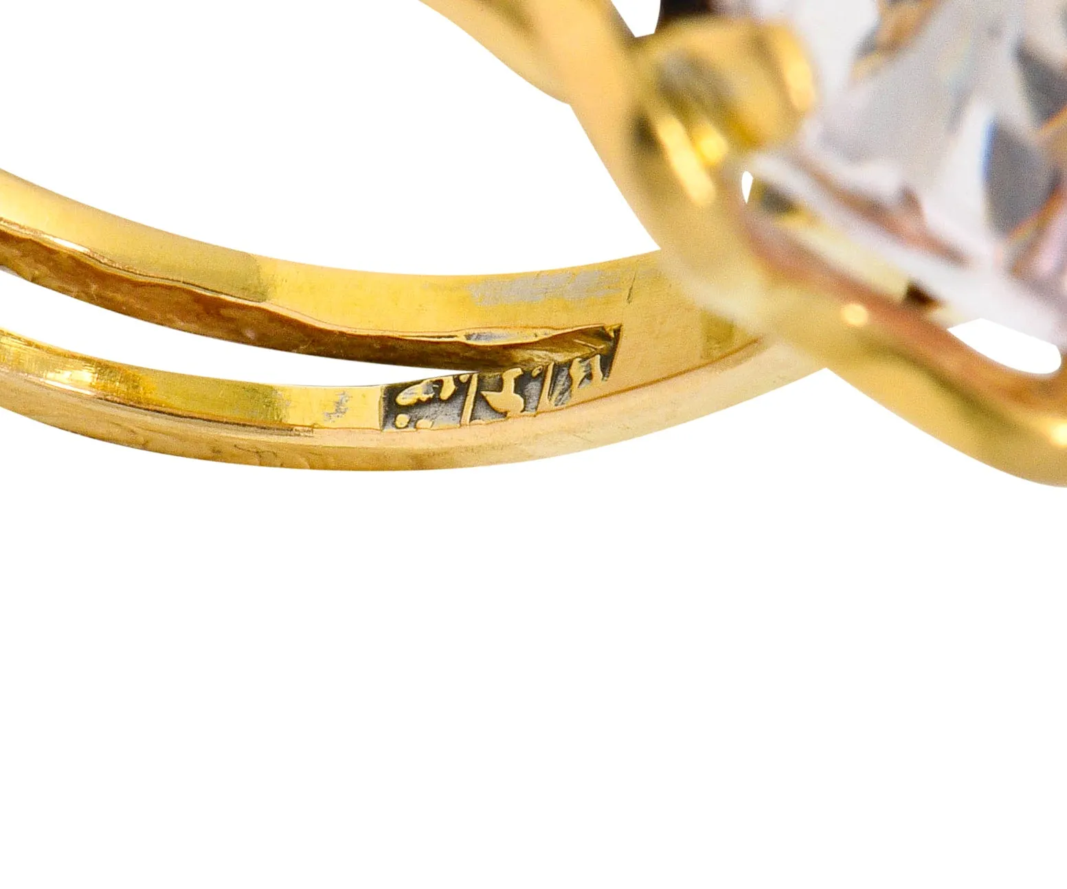 Vintage Emerald Cut Morganite 18 Karat Gold Statement Ring Circa 1980