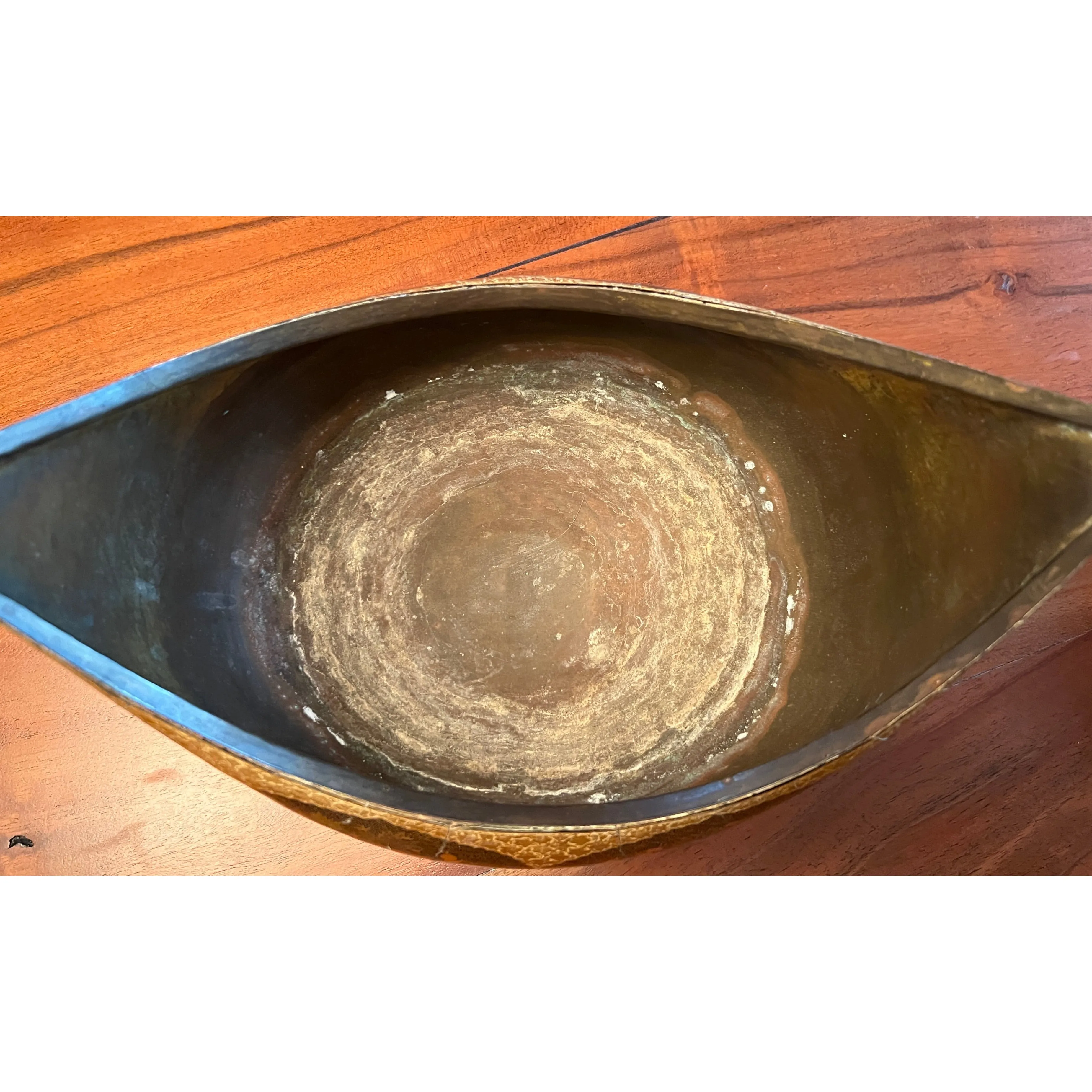 Vintage Hand Painted Gilt Polychrome Lacquer Boat Shaped Bowl Suffering Moses