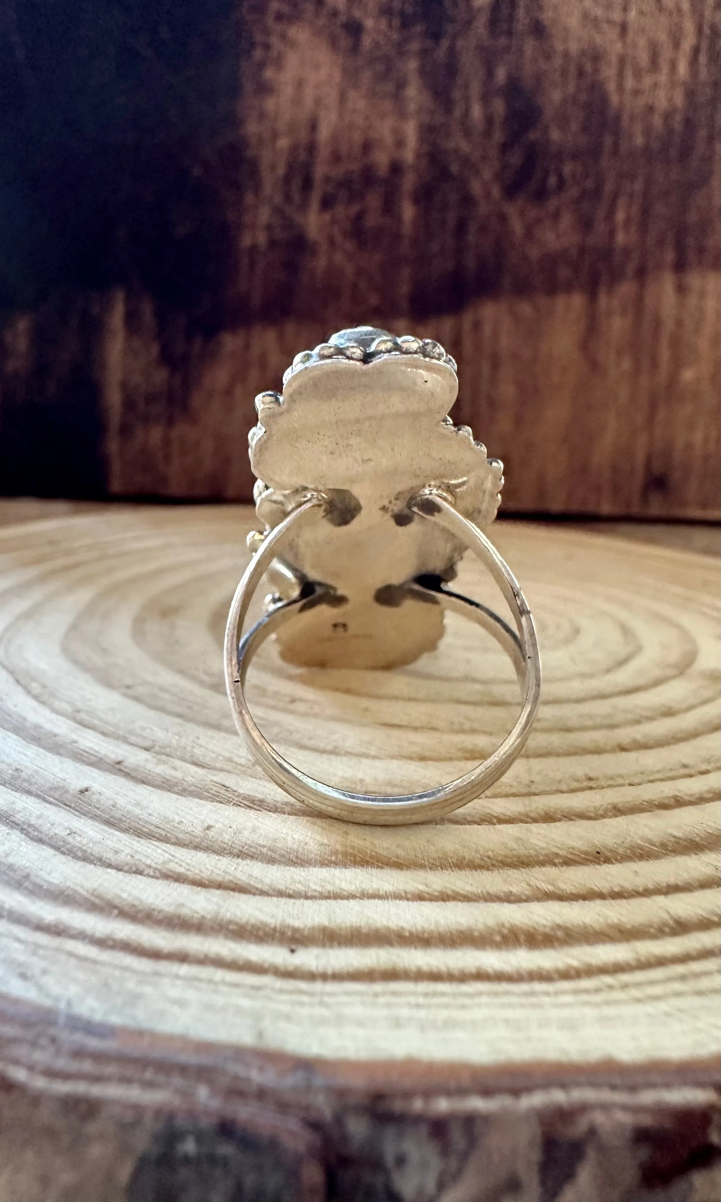 VINTAGE HAWAIIAN OASIS Turquoise and Sterling Silver Ring • Size 8 1/2 & 9 1/4