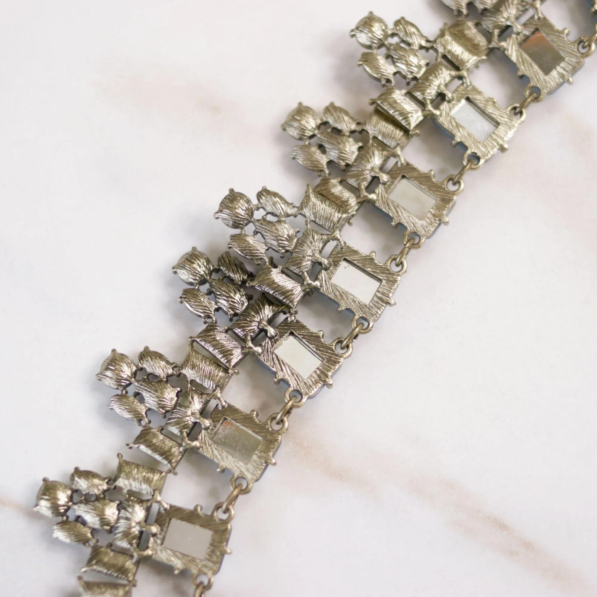 Vintage Joan Rivers Blue Crystal and Chartreuse Crystal Bib Statement Necklace