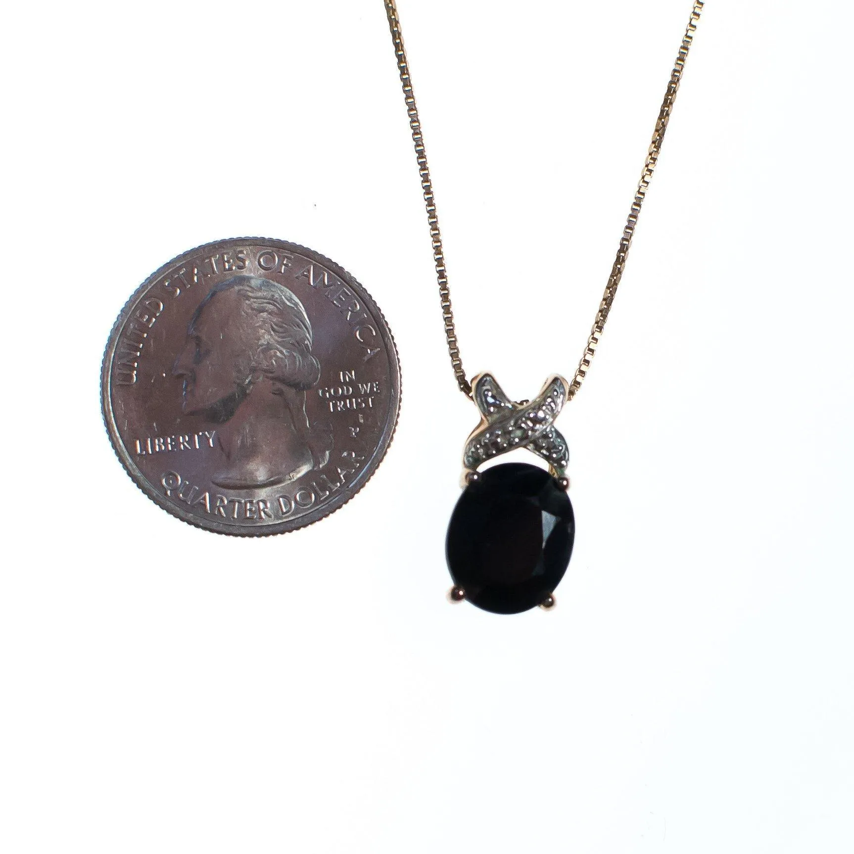 Vintage Sapphire Pendant Necklace Set in 18kt Gold Over Sterling Silver