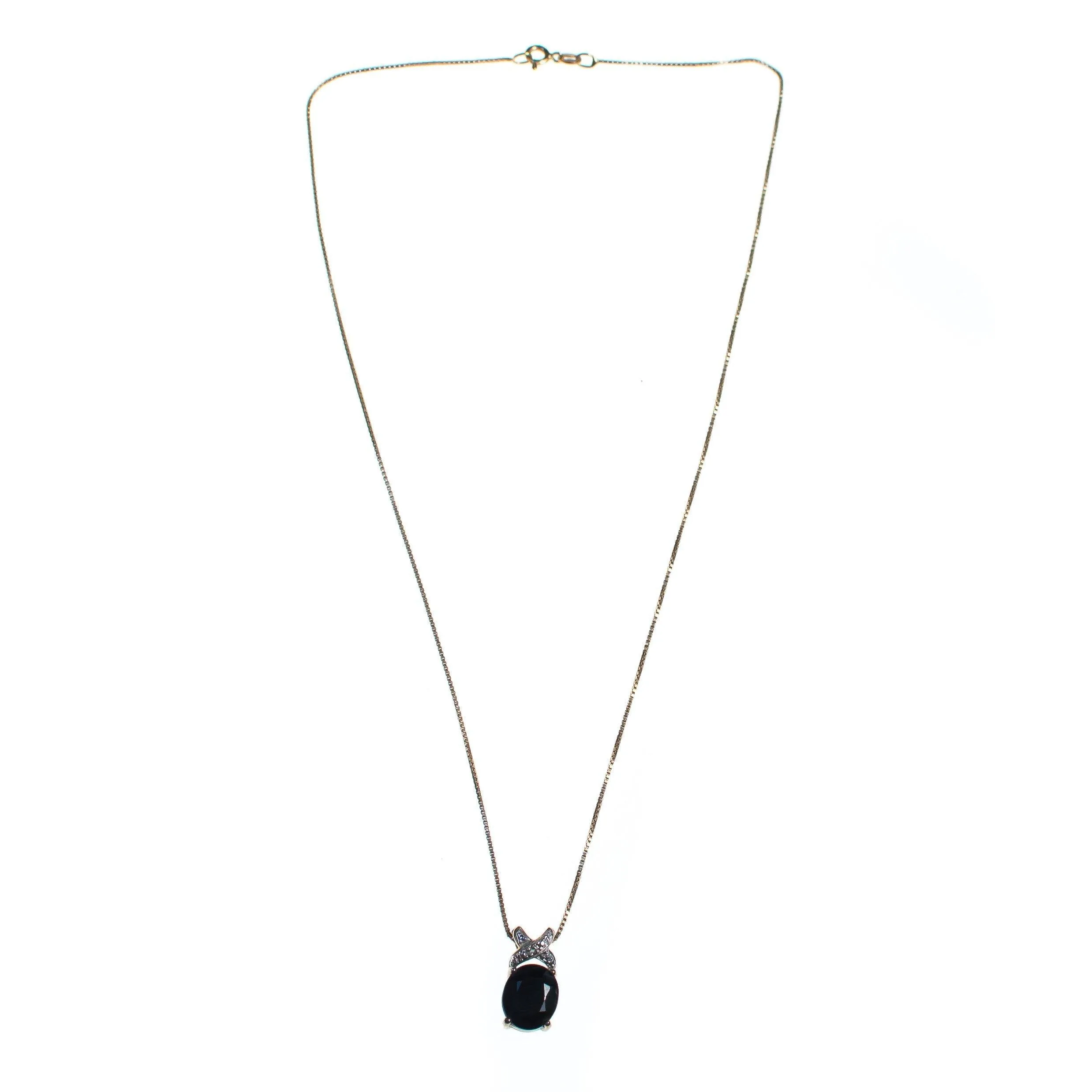 Vintage Sapphire Pendant Necklace Set in 18kt Gold Over Sterling Silver