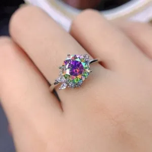 VIP DREAM RING UPGRADE- 2ct Round Cut Rainbow Diamond Ring Platinum