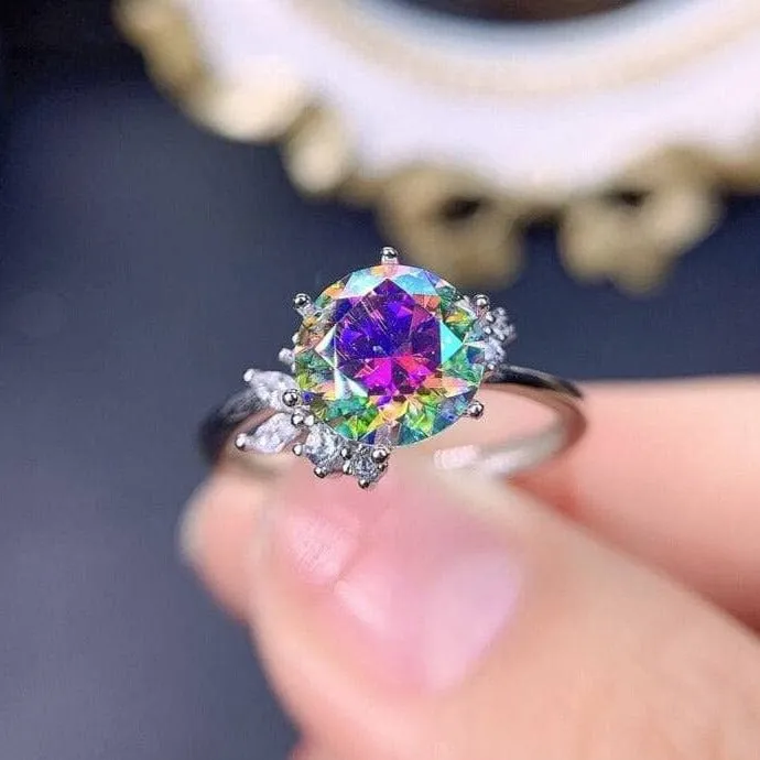 VIP DREAM RING UPGRADE- 2ct Round Cut Rainbow Diamond Ring Platinum