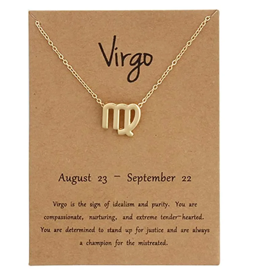 Virgo pendant necklace with card (Silver/Gold)