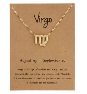 Virgo pendant necklace with card (Silver/Gold)