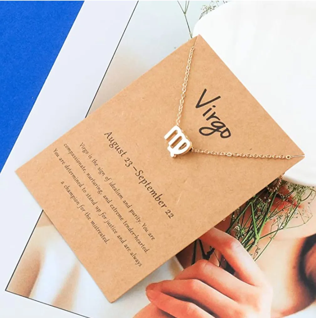 Virgo pendant necklace with card (Silver/Gold)