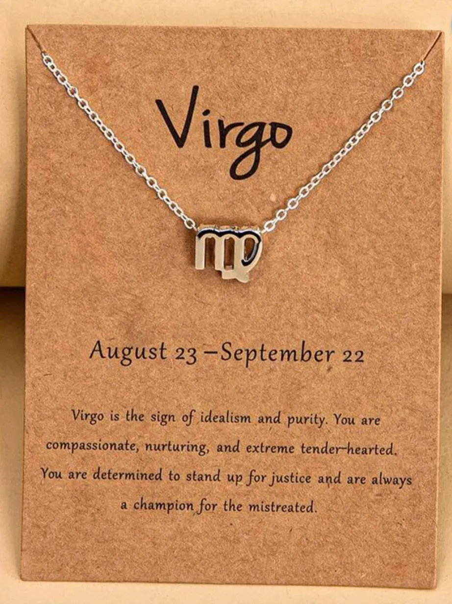 Virgo pendant necklace with card (Silver/Gold)